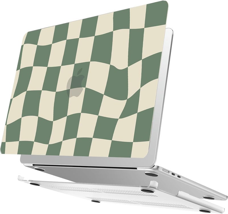 AKIT Compatible with MacBook Air 13 inch Case 2026 2025 2024-2022 M4 M3 M2 A3240 A3113 A2681, Pattern Hard Shell Laptop Case+Screen Protector+Keyboard Cover for Mac Air 13.6 inch, Green Checkboard - Image 5